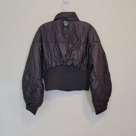 Free People Movement Black Glitz Blitz Bomber Jacket Size L - Picture 3 of 11